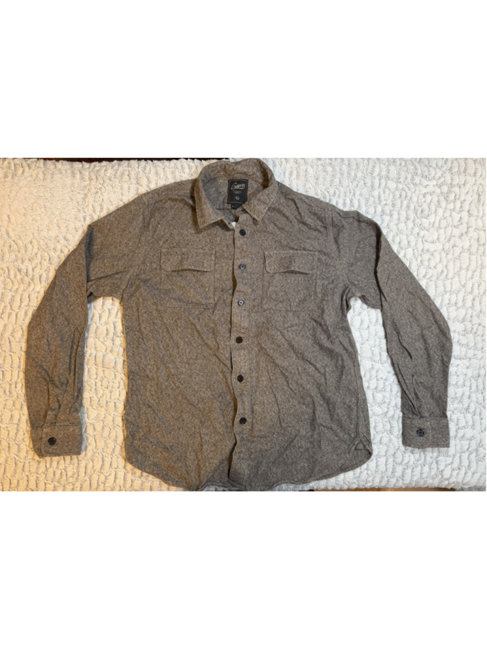 Grayers Gray Solid Woven Cotton Long Sleeve Point Collar Button-Up Shirt, L